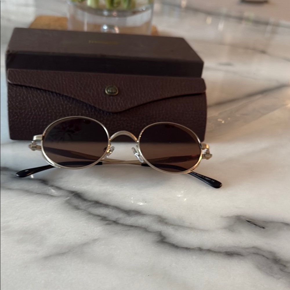 Gold and Brown Sunglasses with Case